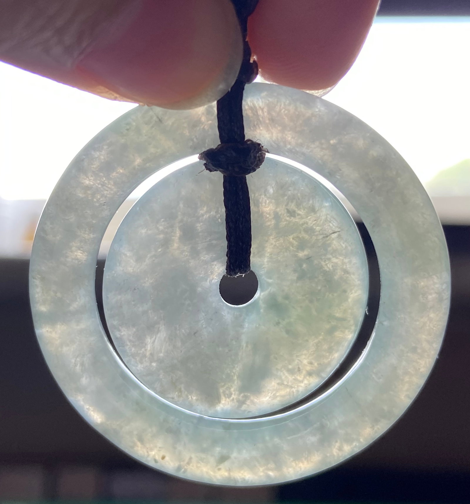 A pair natural Burmese ice jadeite jade concentric circle peace buckles - 2