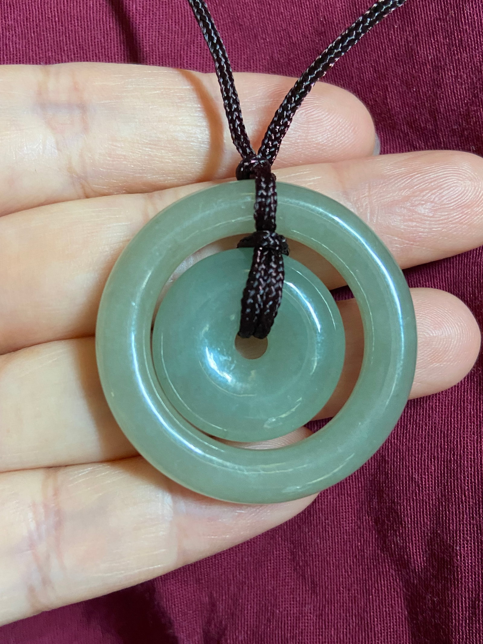 A pair natural Burmese ice jadeite jade concentric circle peace buckles - 7