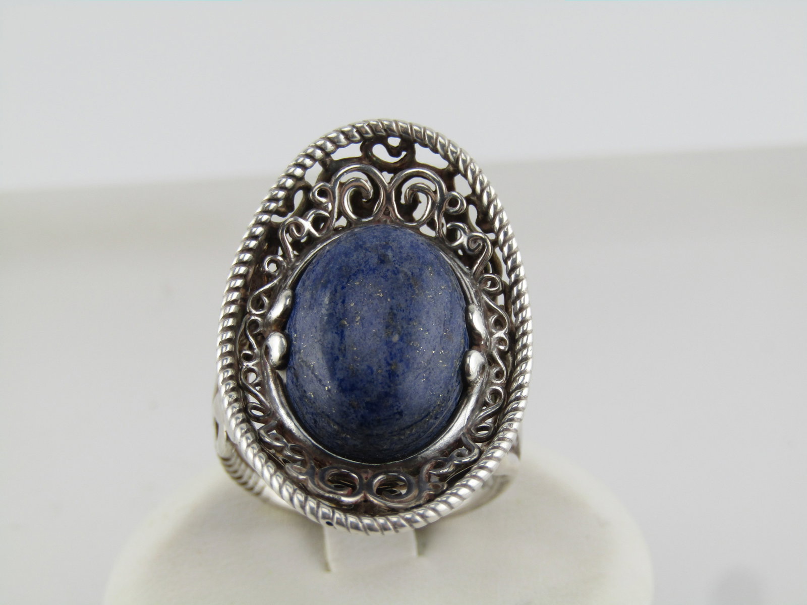 Sterling Carolyn Pollack Relios Blue Agate Ring, Sz. 9.25, Southwestern Vibe, 1980's-1990's (1 of 9)