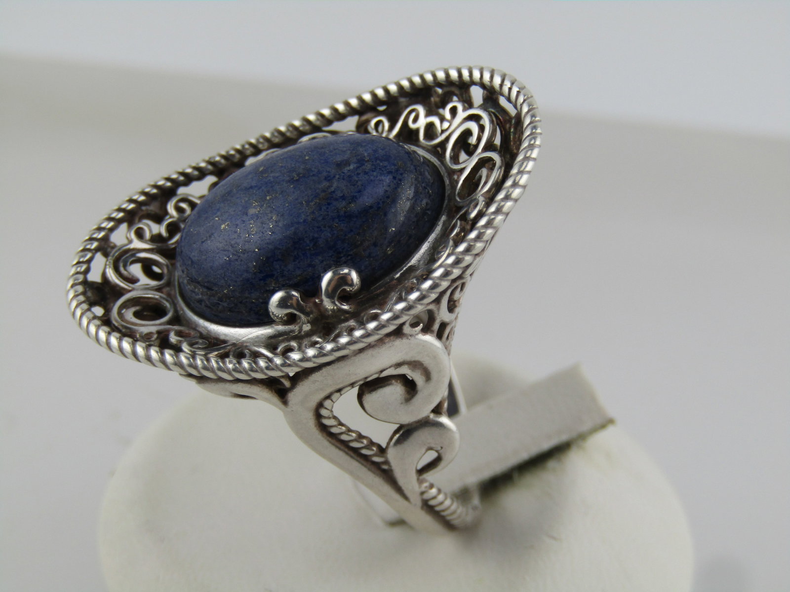 Sterling Carolyn Pollack Relios Blue Agate Ring, Sz. 9.25, Southwestern Vibe, 1980's-1990's - 3
