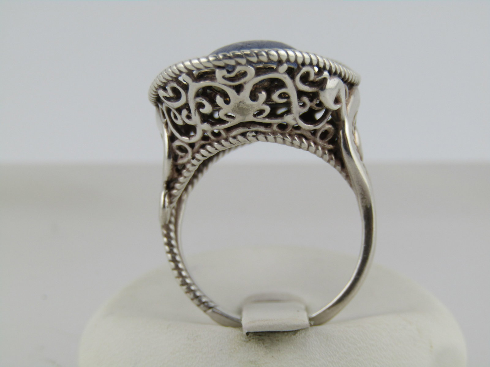 Sterling Carolyn Pollack Relios Blue Agate Ring, Sz. 9.25, Southwestern Vibe, 1980's-1990's - 5