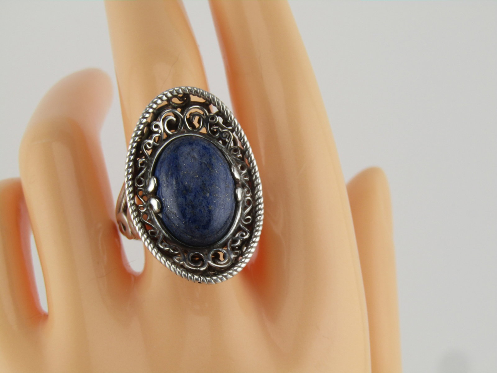 Sterling Carolyn Pollack Relios Blue Agate Ring, Sz. 9.25, Southwestern Vibe, 1980's-1990's - 7