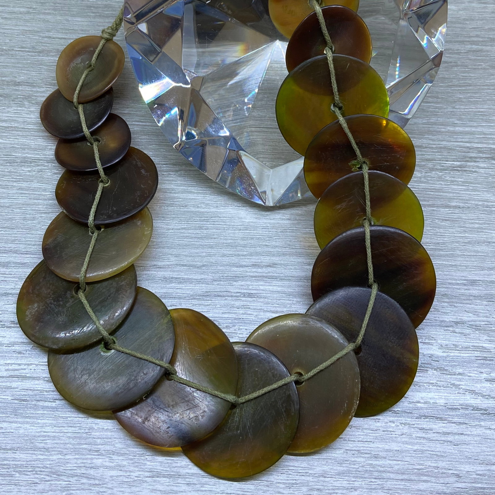 Vintage Tribal Horn Large Disc Beads Necklace - 4