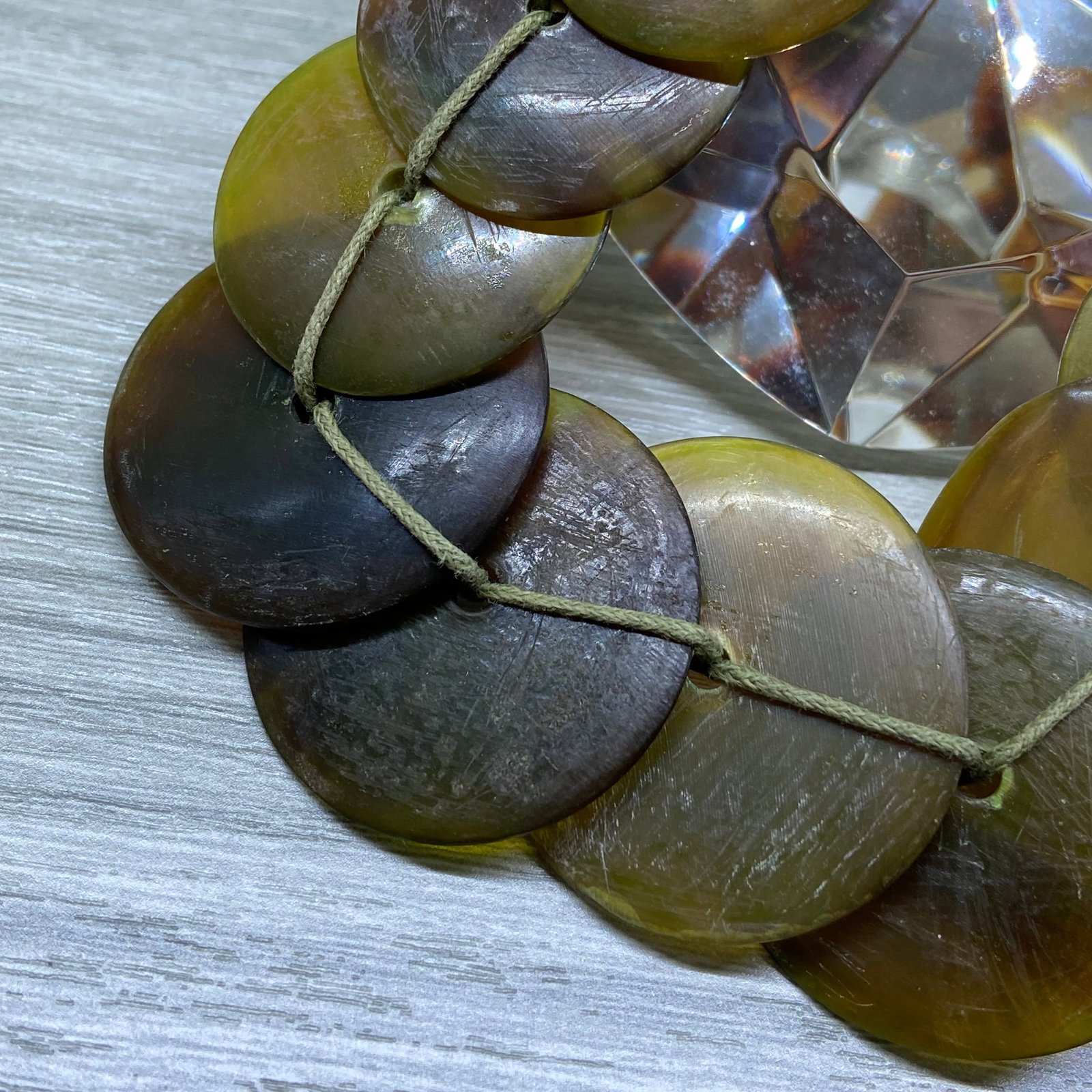 Vintage Tribal Horn Large Disc Beads Necklace - 5