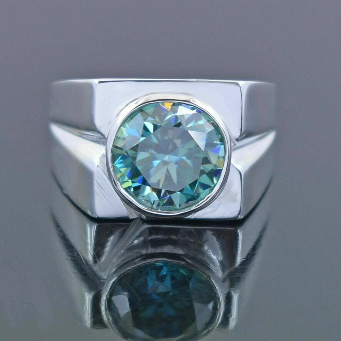 Hand Made Sterling Silver Solitaire Blue Diamond Ring 3.50 Cts (1 of 6)