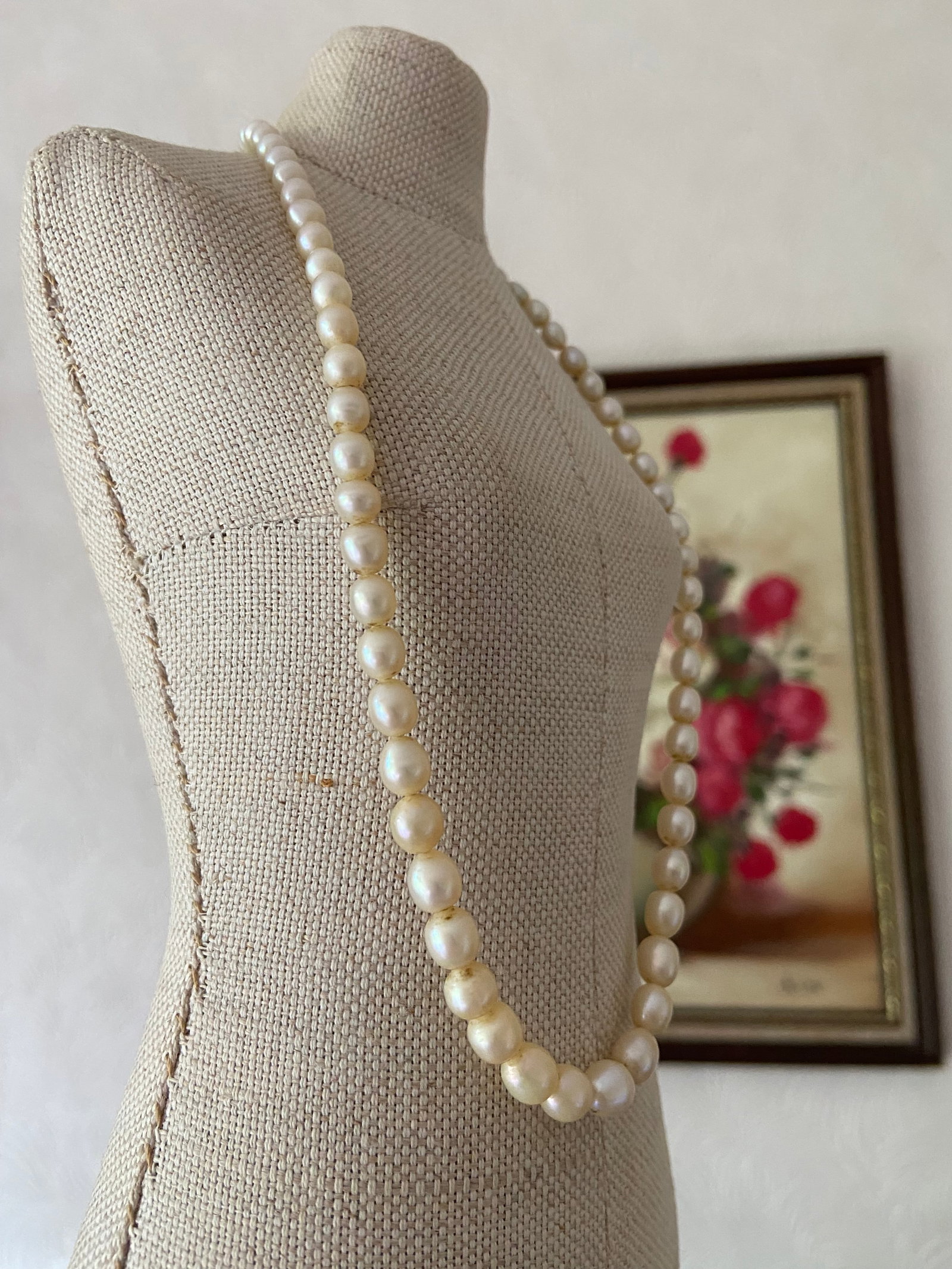 Vintage Graduated Freshwater Pearl Necklace - 5