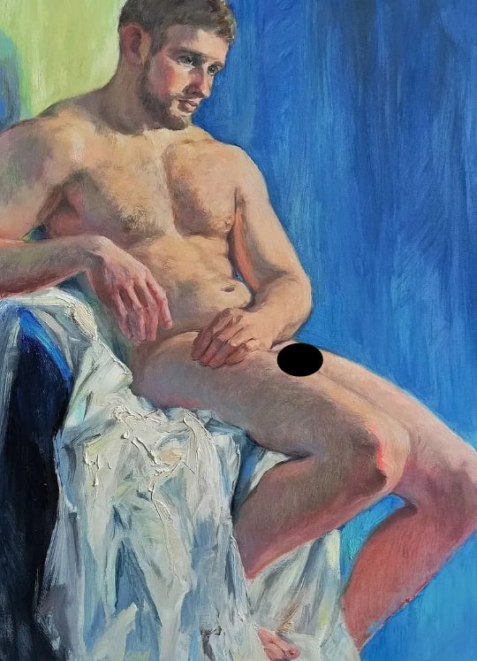 Oil painting Portrait of a pensive man Oksana Osnach (1 of 6)