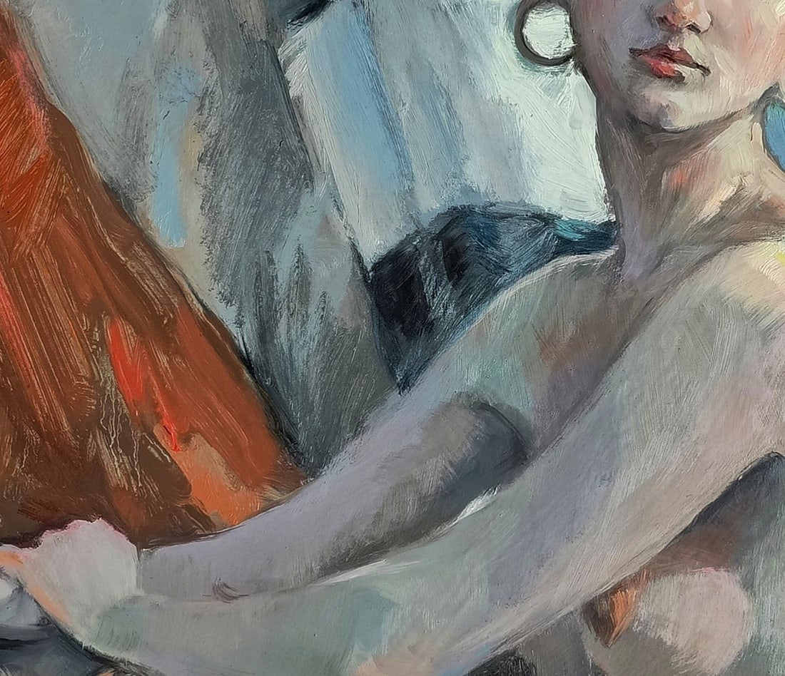 Oil painting Girl with a pensive face Oksana Osnach - 6