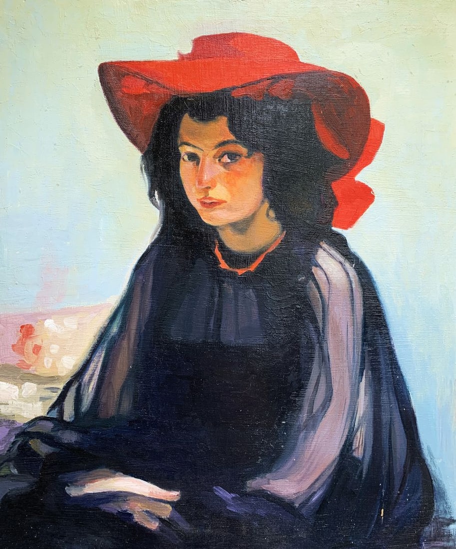 Oil painting Portrait of a girl Boris Serdyuk: No1723*** ABOUT THIS PAINTING **** TITLE: "Portrait of a girl"* ARTISTS: Boris Serdyuk* SIZE: 58x50 cm/'22.83x19.68 inches' * MEDIUM: oil, cardboard* HAND PAINTED: Original painting from our