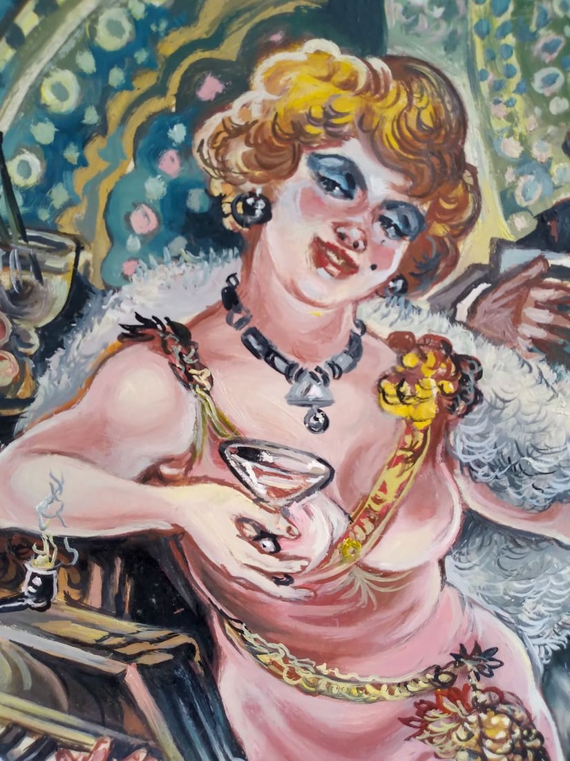 Oil painting In a bar with a naked girl Alexander Arkadievich Litvinov - 2
