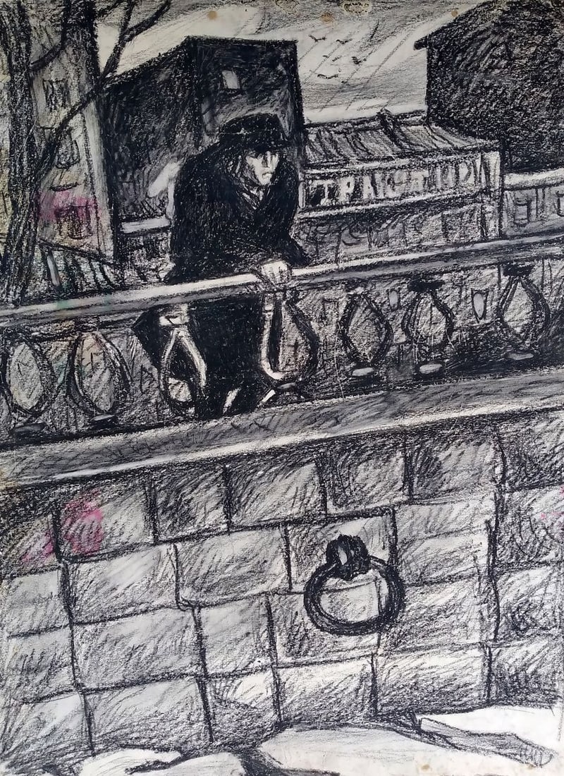 Pencil painting The embankment Unknown author (1 of 6)