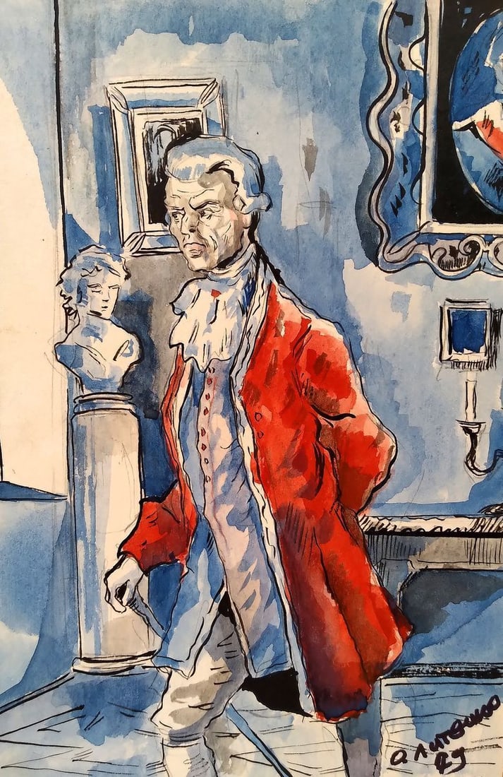Watercolor painting Portrait of a noble man Litvinov Oleg Arkad'yevich: No1209AAA *** ABOUT THIS PAINTING *** * TITLE: "Portrait of a noble man" * ARTISTS: Litvinov Oleg Arkad'yevich * SIZE: 12.7x18.8 cm/'5.01x7.40 inches' * MEDIUM: watercolor, gouache, paper * HAND