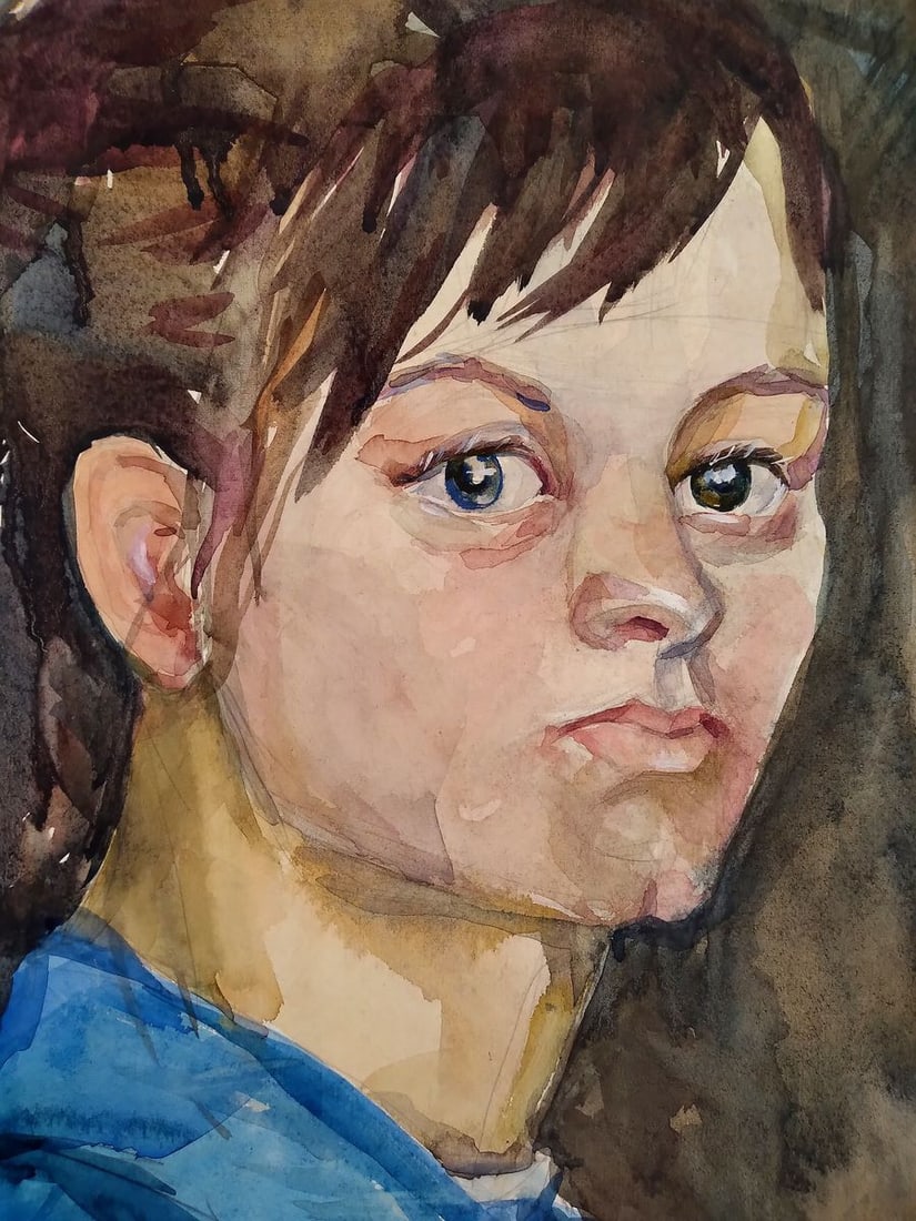 Watercolor painting Portrait of a girl Alexander Arkadievich Litvinov - 2