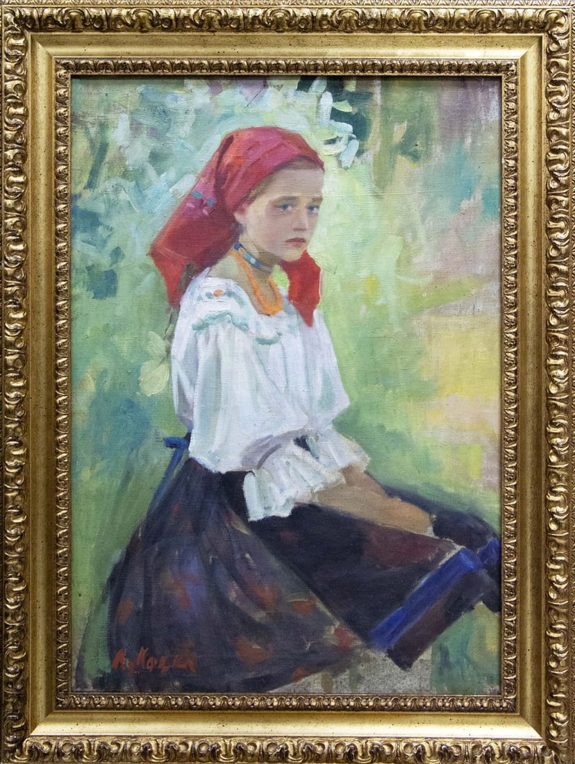 Oil painting Portrait of a girl Kotska Andrey Andreevich: NoVernd 192 *** ABOUT THIS PAINTING *** * TITLE: "Portrait of a girl" * ARTISTS: Kotska Andrey Andreevich * SIZE: 84x60 cm/'33.07x23.62 inches' * MEDIUM: oil, canvas * HAND PAINTED: Original painting 