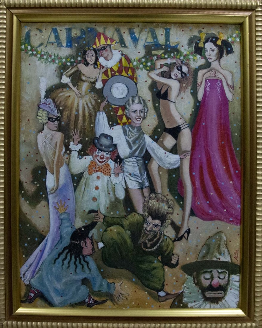 Oil painting Carnival Vladimir Nikolaevich Miller: NoVernd 198 *** ABOUT THIS PAINTING *** * TITLE: "Carnival" * ARTISTS: Vladimir Nikolaevich Miller * SIZE: 88x68 cm/'34.64x26.77 inches' * MEDIUM: oil, canvas * HAND PAINTED: Original painting from