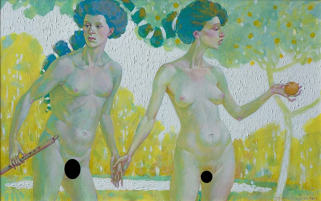 Acrylic painting In Eden Nicolay Vydcovsky: NoBytk 2 *** ABOUT THIS PAINTING *** * TITLE: "In Eden" * ARTISTS: Nicolay Vydcovsky * SIZE: 50x80 cm/'19.68x23.62 inches' * MEDIUM: acrylic, canvas * HAND PAINTED: Original painting from our collecti