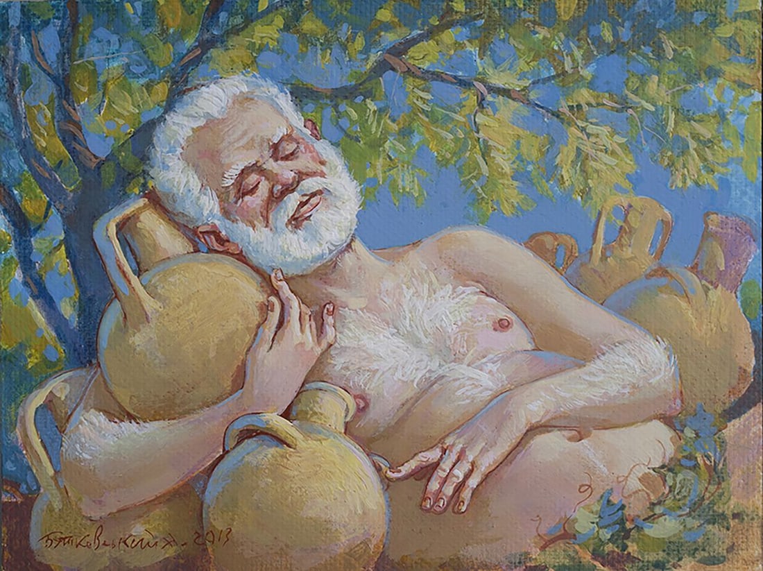 Acrylic painting In the shade Nicolay Vydcovsky: NoBytk 3 *** ABOUT THIS PAINTING *** * TITLE: "In the shade" * ARTISTS: Nicolay Vydcovsky * SIZE: 15x20 cm/'5.90x7.87 inches' * MEDIUM: acrylic, canvas on cardboard * HAND PAINTED: Original painting f
