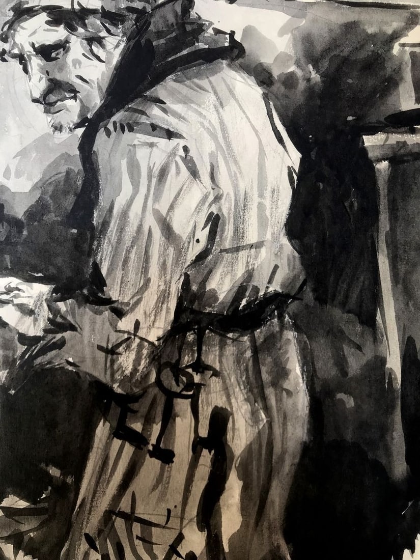 Watercolor painting Portrait of a man Alexander Arkadievich Litvinov - 7
