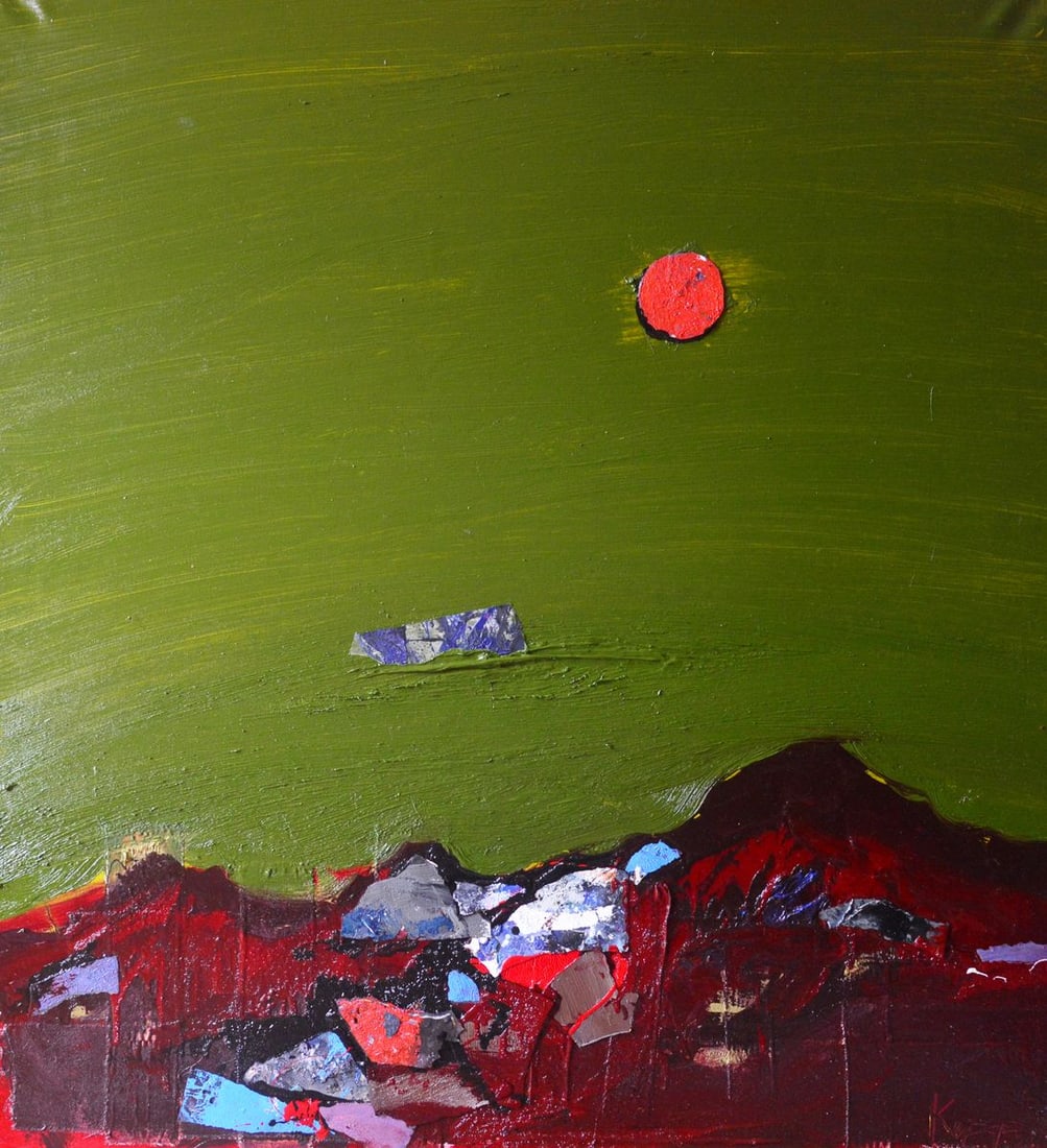 Oil painting Red Evening Mountains Natalia Korf-Ivaniuk: NoKorf 20*** ABOUT THIS PAINTING **** TITLE: "Red Evening Mountains"* ARTISTS: Natalia Korf-Ivaniuk* SIZE: 100x120 cm/'39.37x47.24 inches' * MEDIUM: oil, canvas* HAND PAINTED: Original painting from