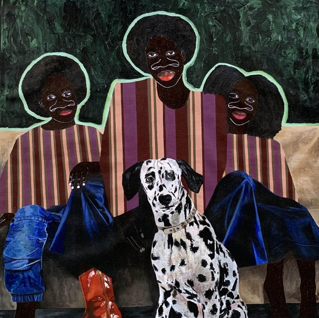 Acrylic painting Bound by light Akintomide Akinshola: NoAkins 2A moment wrapped in light, each soul distinct yet bound by an unseen thread. Family in its truest form, is more than blood, it is safety, belonging, and love without conditions. This is the k