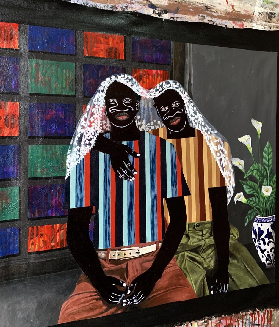 Acrylic painting Under one Blanket Akintomide Akinshola - 2