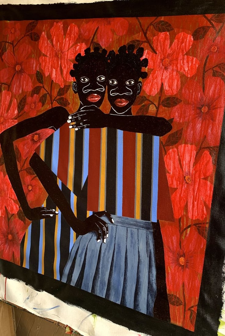 Acrylic painting The hug that Holds the World Akintomide Akinshola - 2