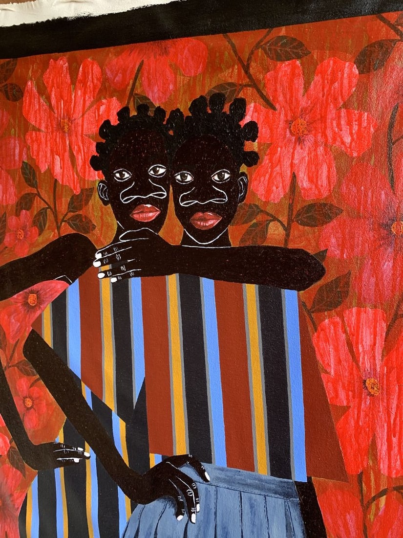 Acrylic painting The hug that Holds the World Akintomide Akinshola - 3