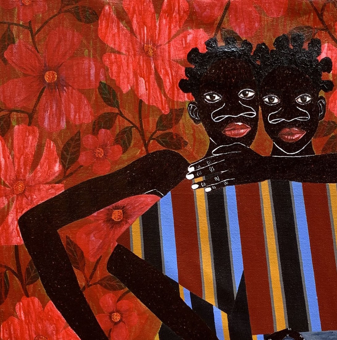 Acrylic painting The hug that Holds the World Akintomide Akinshola - 4