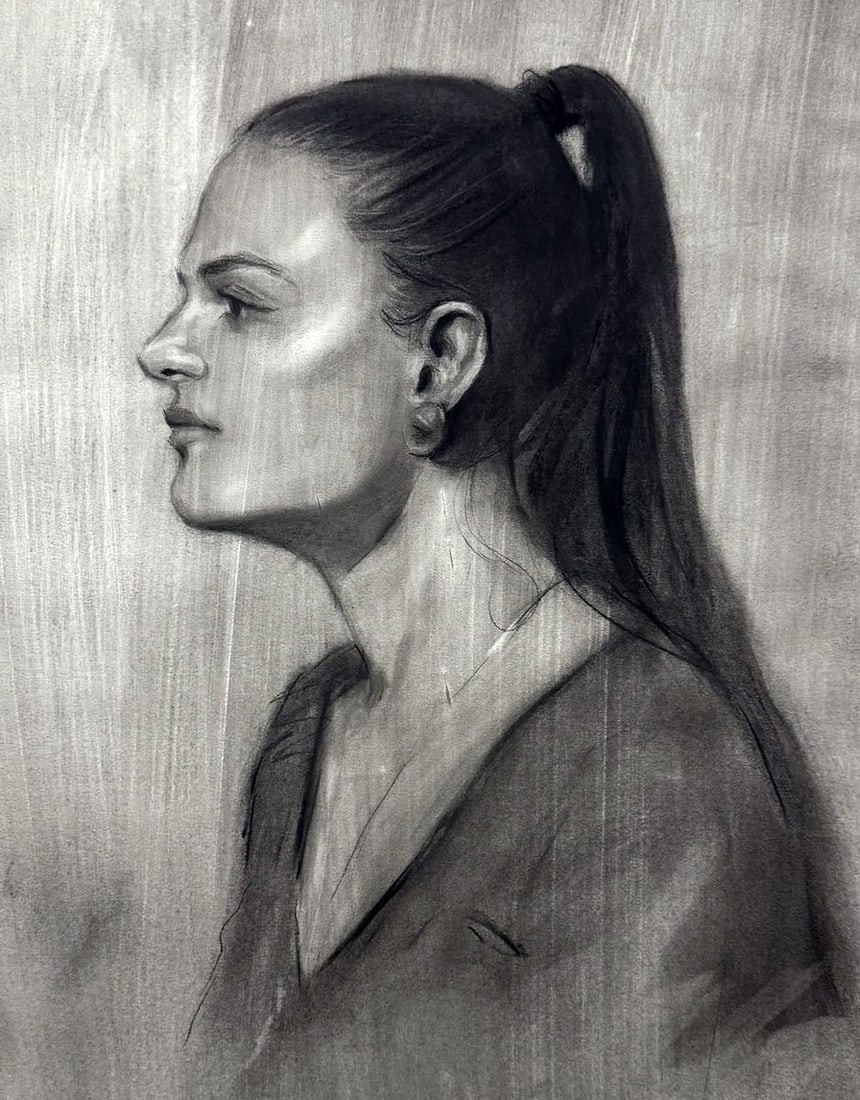 Charcoal painting Portrait of Persephone Annam Butt: NoButt 11A myth reimagined through drawing.*** ABOUT THIS PAINTING **** TITLE: "Portrait of Persephone"* ARTISTS: Annam Butt* SIZE: 42x59.4 cm/'16.53x23.38 inches' * MEDIUM: charcoal, paper* HAND PAIN