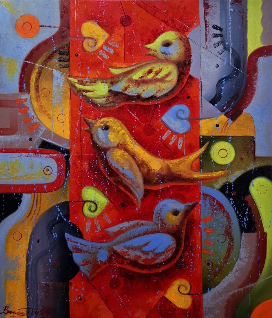 Oil painting Birds of a loving heart Sergey Voichenko: NoVoich 161*** ABOUT THIS PAINTING **** TITLE: "Birds of a loving heart"* ARTISTS: Sergey Voichenko* SIZE: -x- cm/'-x- inches' * MEDIUM: oil, canvas* HAND PAINTED: Original painting from our collectio