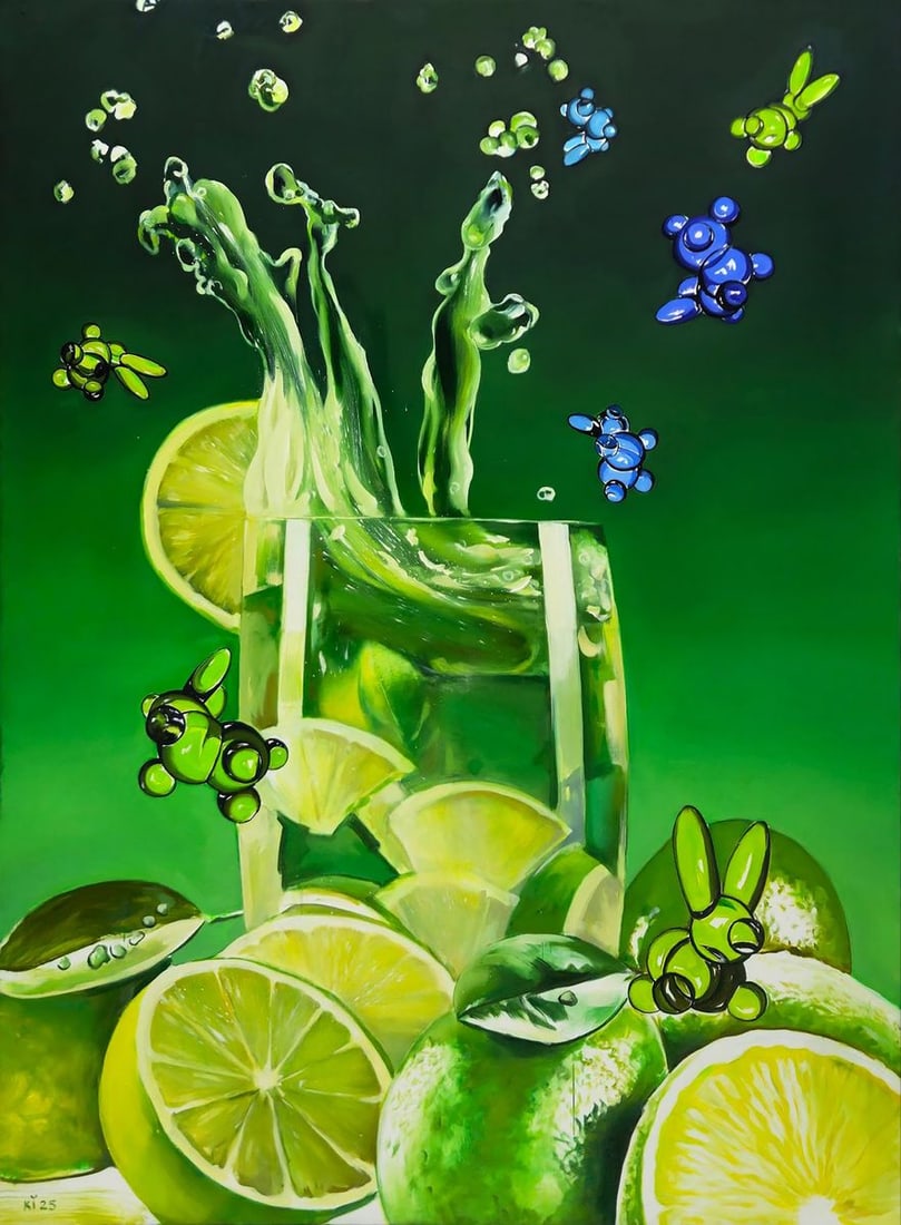 Oil painting The sour taste of lime Igor Konovalov: NoKon 143*** ABOUT THIS PAINTING **** TITLE: "The sour taste of lime"* ARTISTS: Igor Konovalov* SIZE: 185x135 cm/'72.83x53.14 inches' * MEDIUM: oil, canvas* HAND PAINTED: Original painting from our