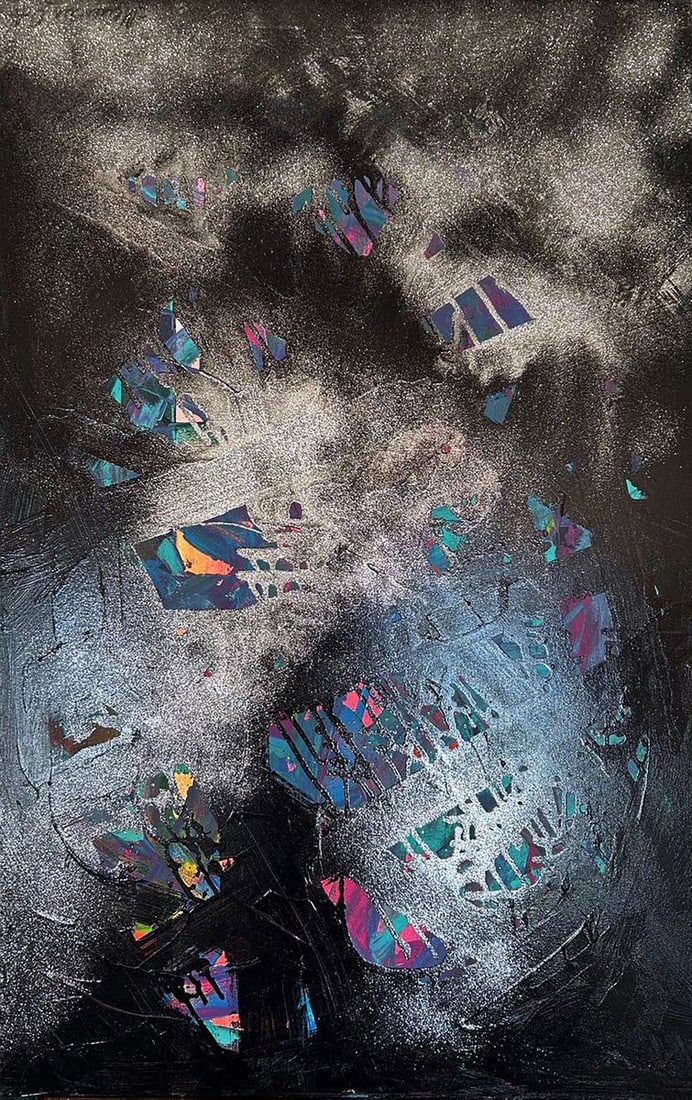 Acrylic painting Galaxy of the Soul Olga Melezhik: NoMel 105*** ABOUT THIS PAINTING **** TITLE: "Galaxy of the Soul"* ARTISTS: Olga Melezhik * SIZE: 70x110 cm/'27.55x43.30 inches' * MEDIUM: acrylic, glitter, canvas* HAND PAINTED: Original painting fro