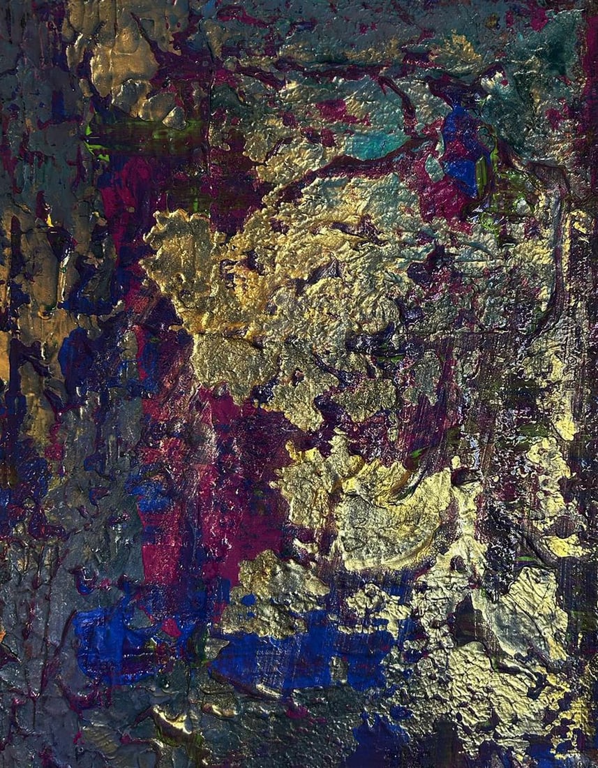 Acrylic painting Golden lilac Olga Melezhik: NoMel 98*** ABOUT THIS PAINTING **** TITLE: "Golden lilac"* ARTISTS: Olga Melezhik * SIZE: 40x30 cm/'15.74x11.81 inches' * MEDIUM: acrylic, canvas, gold pigment* HAND PAINTED: Original painting from o