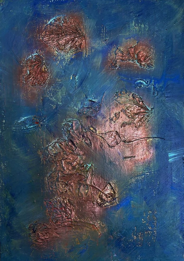 Acrylic painting Leaves in water Olga Melezhik: NoMel 100*** ABOUT THIS PAINTING **** TITLE: "Leaves in water"* ARTISTS: Olga Melezhik * SIZE: 60x40 cm/'23.62x15.74 inches' * MEDIUM: acrylic, canvas* HAND PAINTED: Original painting from our collect