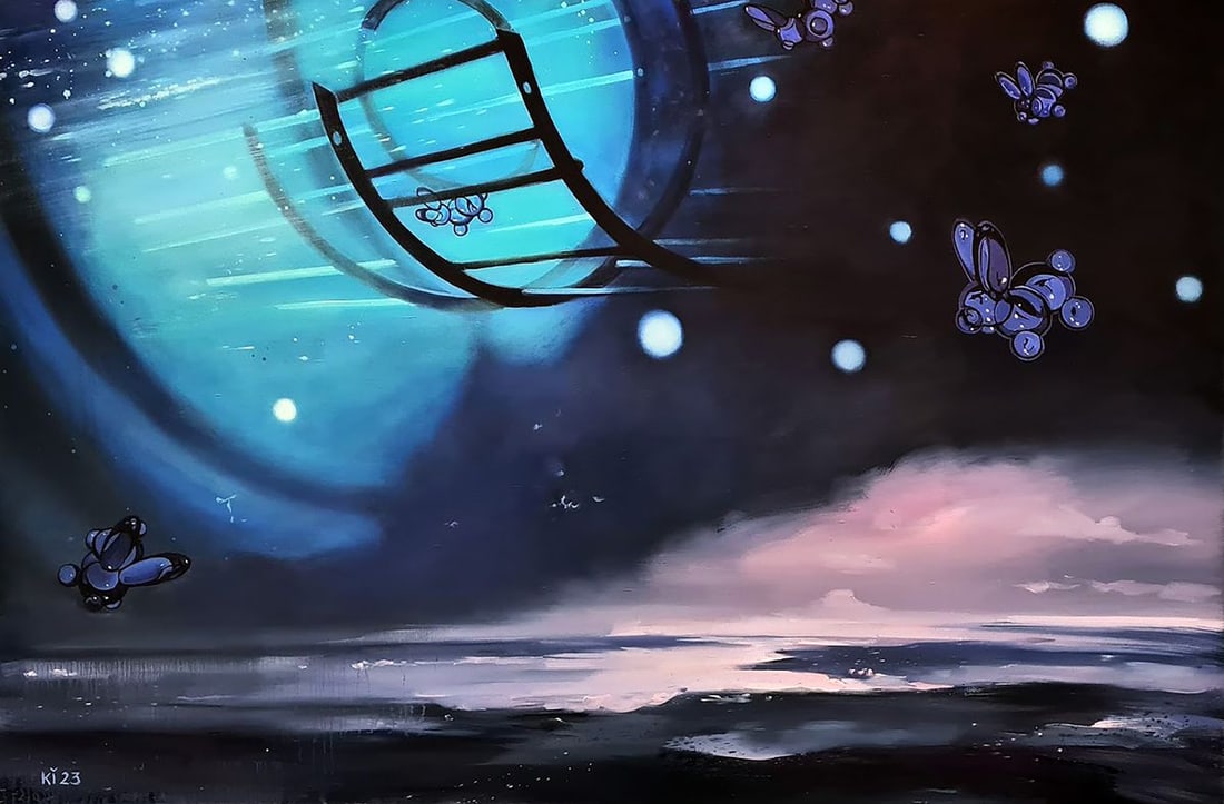 Oil painting Portal Igor Konovalov: NoKon 110The painting "Portal" by Ukrainian artist Igor Konovalov is an atmospheric and evocative depiction that transports the viewer to a fantastical realm. It features a surreal scene where a
