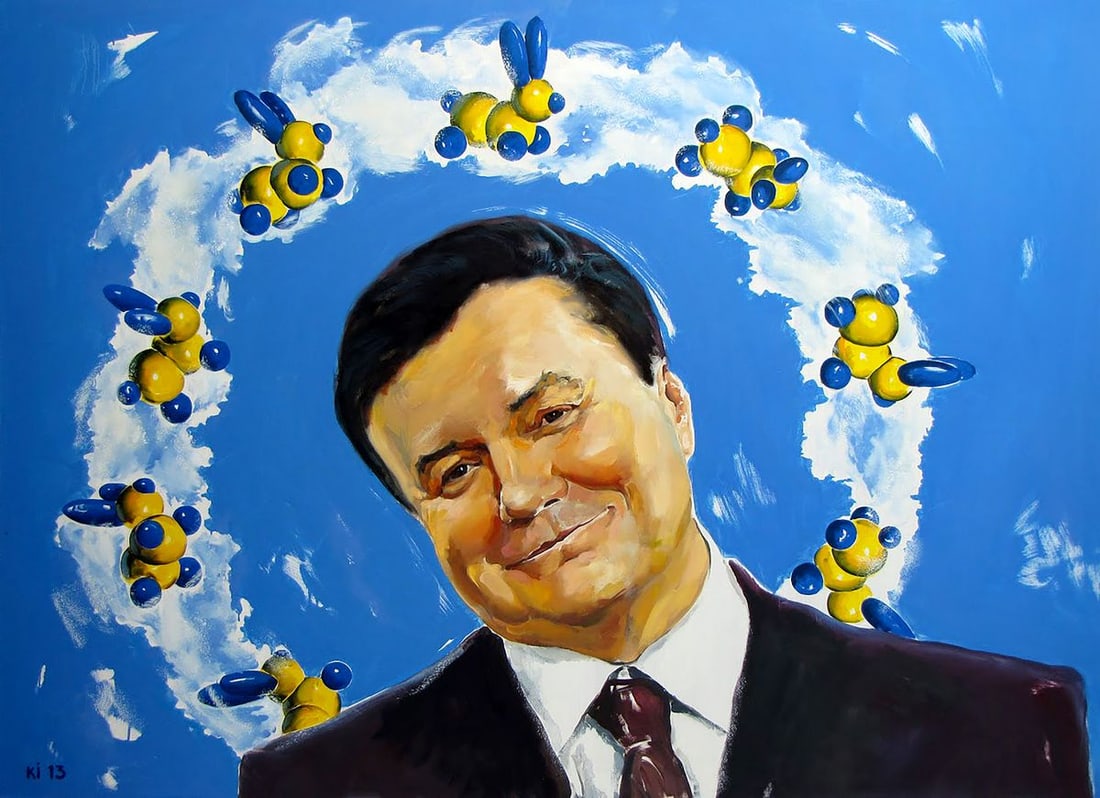Oil painting Fourth Igor Konovalov: NoKon 116The painting "Fourth" by Ukrainian artist Igor Konovalov presents a compelling portrait of Viktor Yanukovych, the fourth president of Ukraine, whose tenure ended with his overthrow during a r