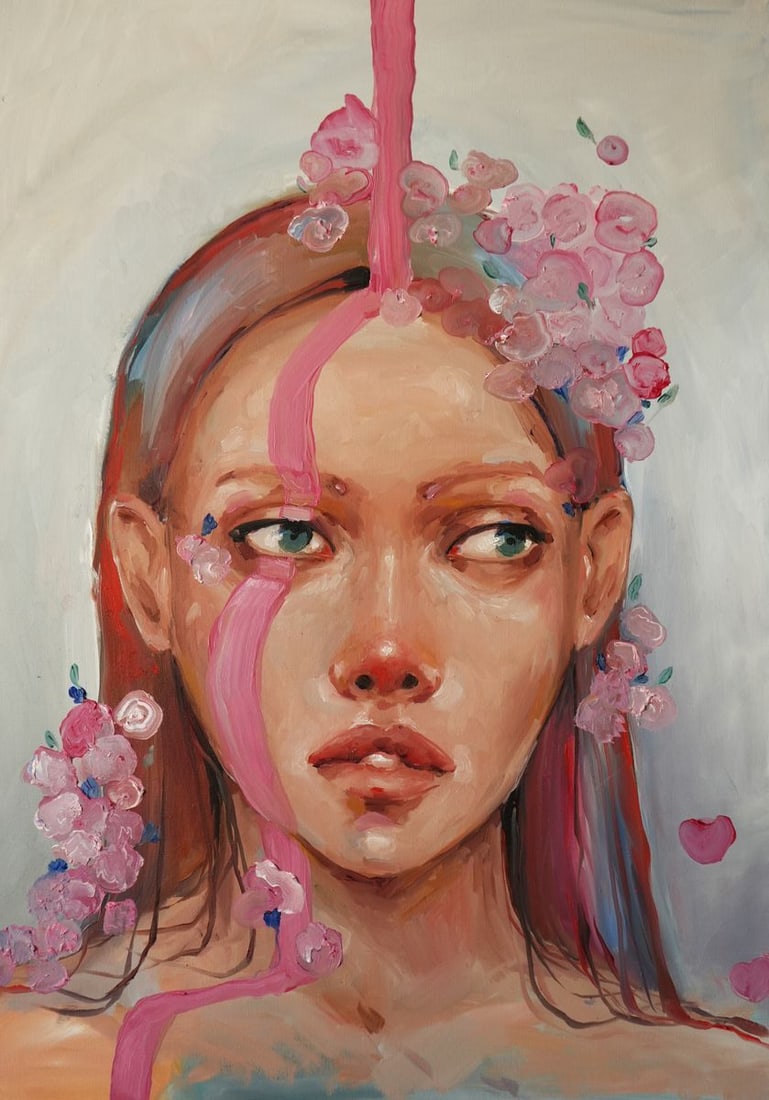 Oil painting Pink rain Victoria Kagalovska: NoKagal 14*** ABOUT THIS PAINTING **** TITLE: "Pink rain"* ARTISTS: Victoria Kagalovska* SIZE: 50x70 cm/'19.68x27.55 inches' * MEDIUM: oil, canvas* HAND PAINTED: Original painting from our