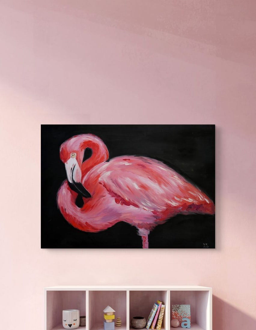 Oil painting Pink flamingo Victoria Kagalovska - 3