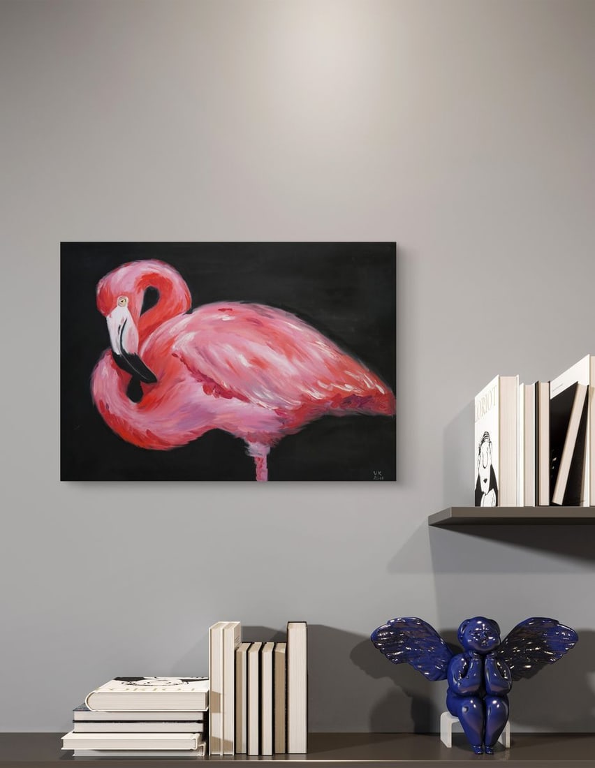 Oil painting Pink flamingo Victoria Kagalovska - 4