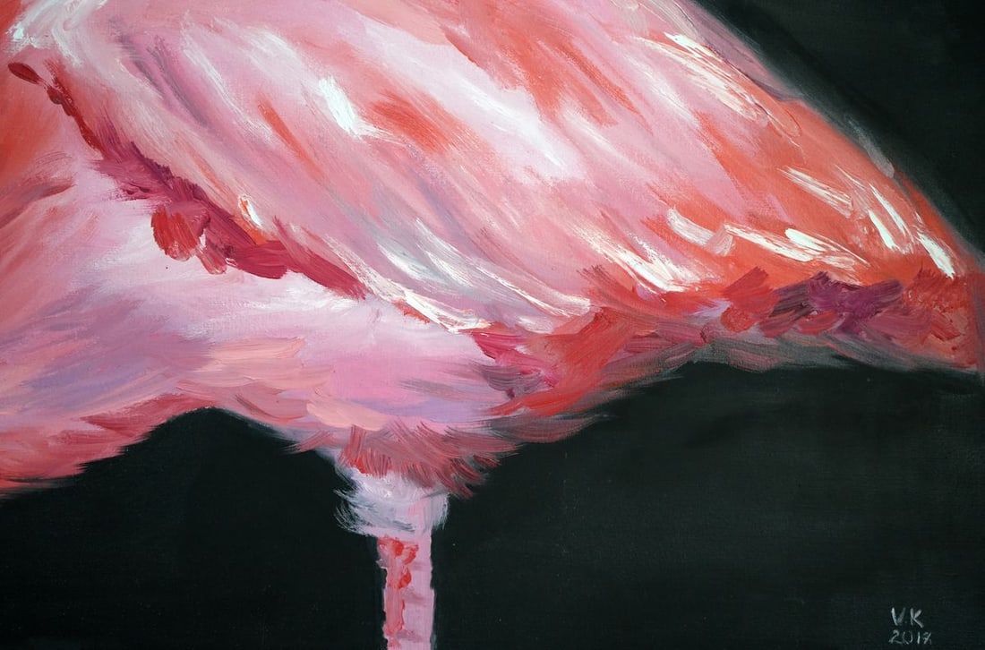 Oil painting Pink flamingo Victoria Kagalovska - 6