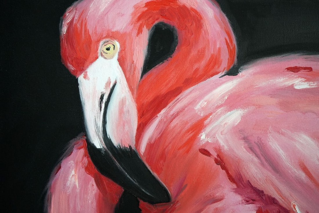 Oil painting Pink flamingo Victoria Kagalovska - 7