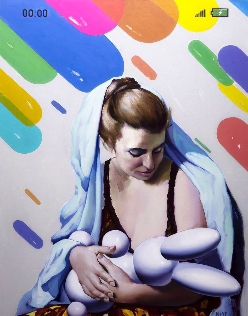 Oil painting Eternal baby Igor Konovalov: NoKon 5*** ABOUT THIS PAINTING **** TITLE: "Eternal baby"* ARTISTS: Igor Konovalov* SIZE: 115x90 cm/'45.27x35.43 inches' * MEDIUM: oil, canvas* HAND PAINTED: Original painting from our collection*