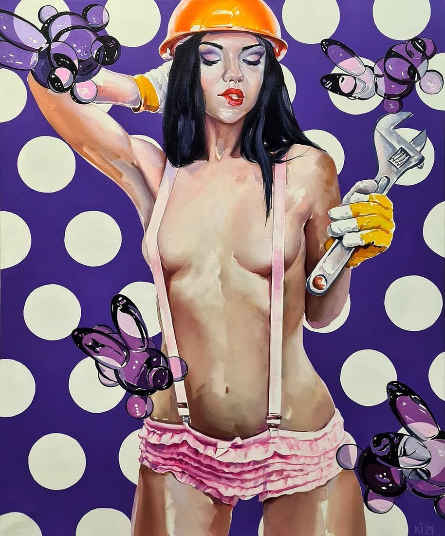 Oil painting Girl with a key Igor Konovalov: NoKon 30*** ABOUT THIS PAINTING **** TITLE: "Girl with a key"* ARTISTS: Igor Konovalov* SIZE: 135x110 cm/'53.14x43.30 inches' * MEDIUM: oil, canvas* HAND PAINTED: Original painting from our collection