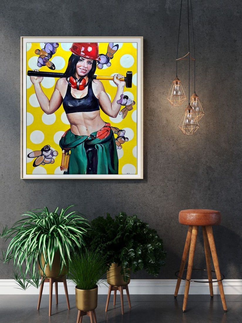 Oil painting Girl with a hammer Igor Konovalov - 3