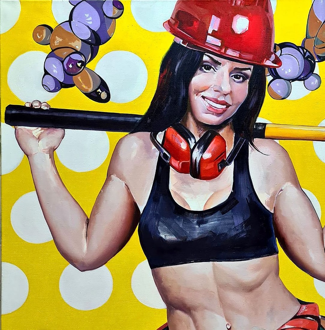 Oil painting Girl with a hammer Igor Konovalov - 4