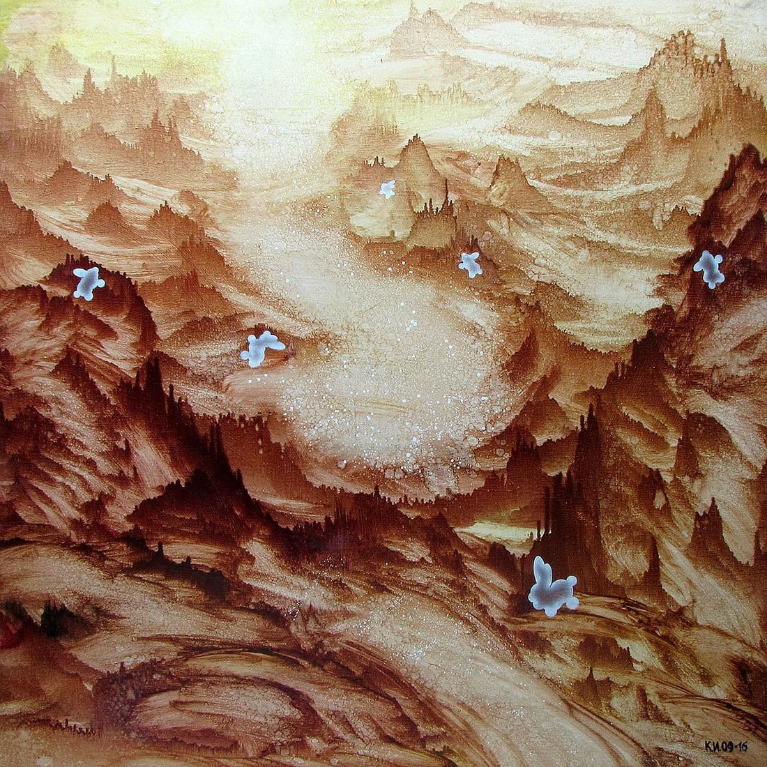 Oil painting Once upon a time in Tibet Igor Konovalov: NoKon 58*** ABOUT THIS PAINTING **** TITLE: "Once upon a time in Tibet part 8"* ARTISTS: Igor Konovalov* SIZE: 135x135 cm/'53.14x53.14 inches' * MEDIUM: oil, canvas* HAND PAINTED: Original painting