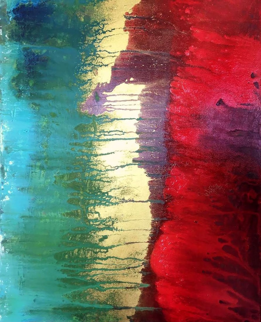 Acrylic painting Excitation Melezhik Olga: NoMel 4*** ABOUT THIS PAINTING **** TITLE: "Excitation"* ARTISTS: Melezhik Olga* SIZE: 70x90 cm/'27.55x35.43 inches' * MEDIUM: acrylic, gold pigment, canvas* HAND PAINTED: Original painting from our c