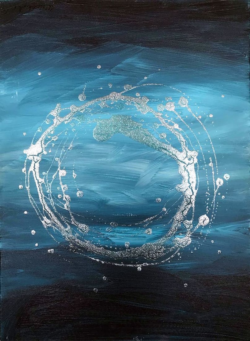 Acrylic painting Necklace of my soul Melezhik Olga: NoMel 24*** ABOUT THIS PAINTING **** TITLE: "Necklace of my soul"* ARTISTS: Melezhik Olga* SIZE: 50x70 cm/'19.68x27.55 inches' * MEDIUM: acrylic, glitter, canvas* HAND PAINTED: Original painting from 