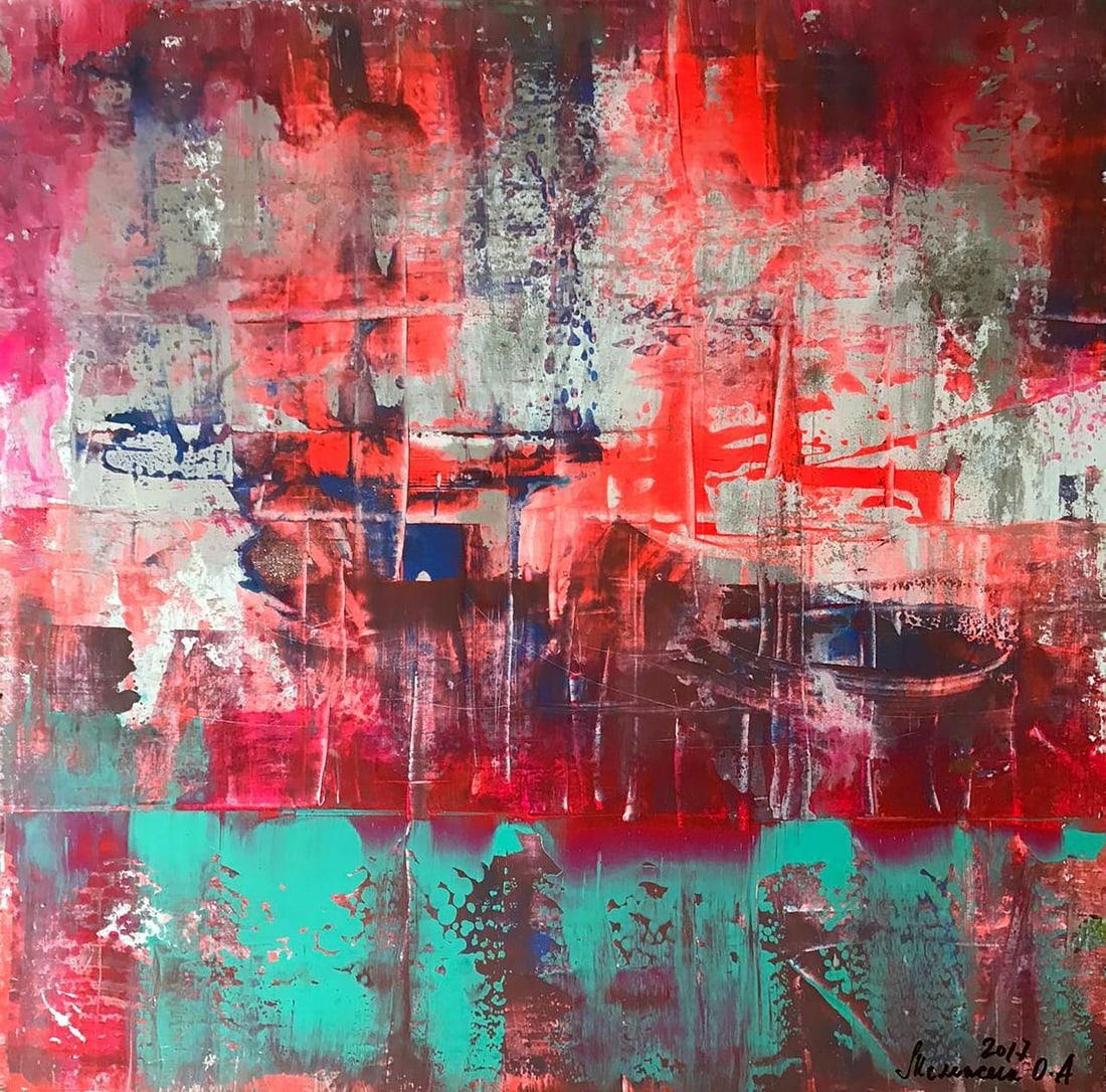 Acrylic painting Berth Melezhik Olga: NoMel 31*** ABOUT THIS PAINTING **** TITLE: "Berth"* ARTISTS: Melezhik Olga* SIZE: 80x80 cm/'31.49x31.49 inches' * MEDIUM: acrylic, plywood* HAND PAINTED: Original painting from our collection* CONDIT