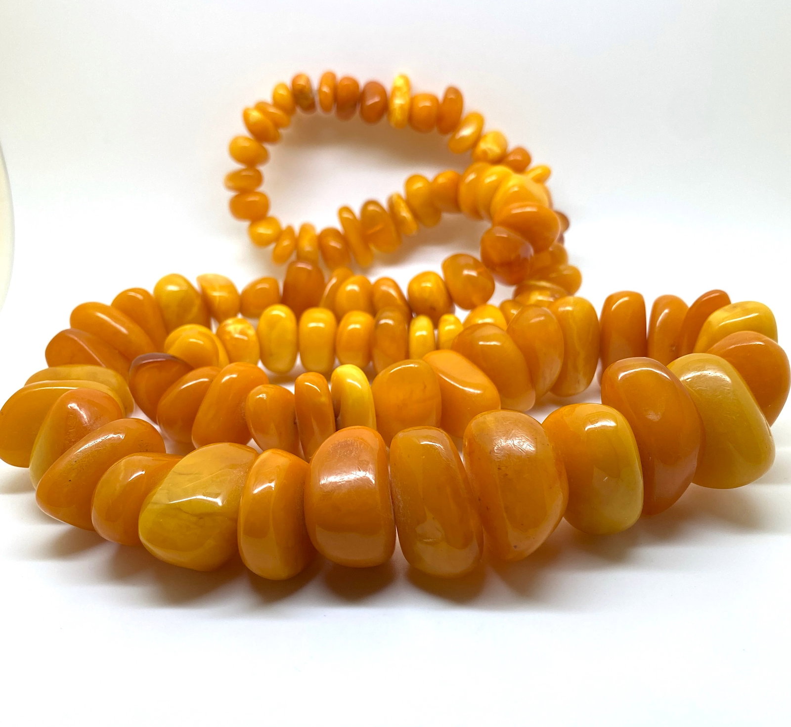 Grand Unique Vintage Amber Necklace made from Rough in shape Amber beads - 5